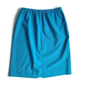 Vintage 80s / 90s Blue A-line EZ Skirt Tag sz 16 Waist 28" Pull On Grandma